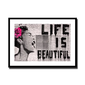 

Street Graffiti About Life Is Beautiful Print Painting Poster For Living Room Modern Wall Art Pictures Frame Not Include LZ400