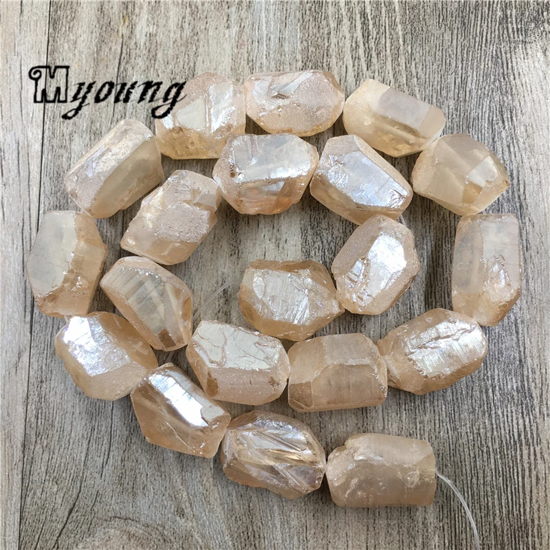 

Rough Faceted Champagne Titanium Crystal Nugget Beads,Quartz Titanium Pendant Beads,Rock Crystal Beads MY0101