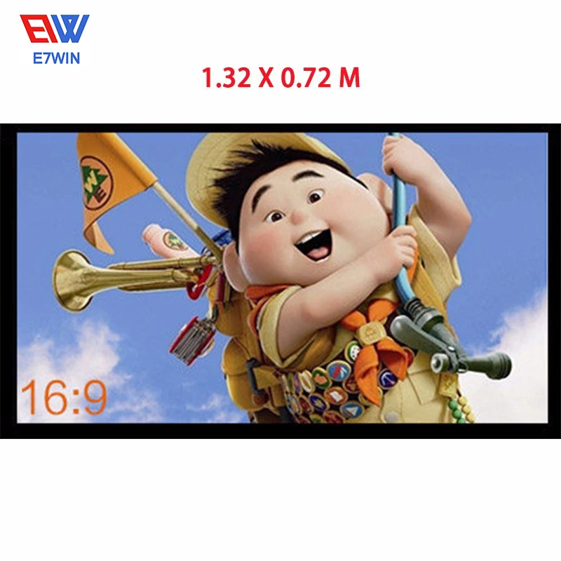 

60 Inches Wall Mounted Matt White Portable Projection Screen For MINI LCD LED DLP Projector, Folding Traces As Picture