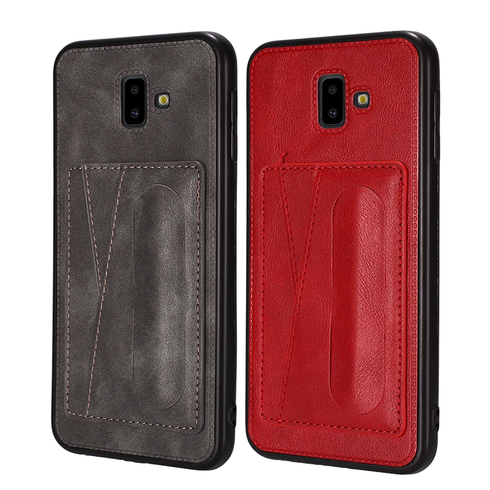 

QD Leather Phone Cases For Samsung Galaxy A6 Plus 2018 A9Star Lite Stand Design With Card Slot Wallet Back Cover For Galaxy Jean