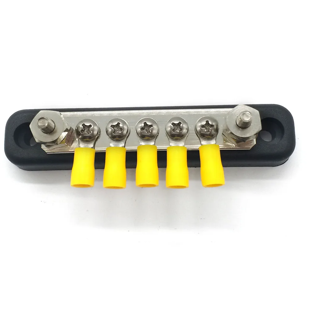 5 Terminal 100 Amp Bus Bar Kit Heat Shrink Ring Terminals Included