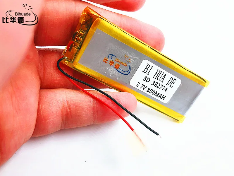 Li-po 3,7 V, 800 mAH, 382774 полимерный литий-ионный/литий-ионная аккумуляторная батарея для gps, mp3, mp4, mp5, dvd, модель игрушка мобильный телефон