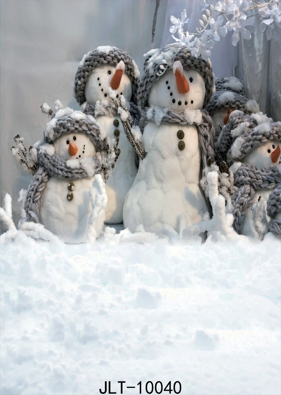 Snowman Winter Photo Background White Frozen Christmas Backdrop Child