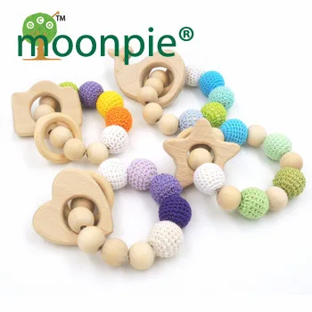 Wooden Teether Toy Whale star heart  camera Set Nursing Necklace Wood Bead Teething Bracelet Organic Wood Baby Mom Kids 4pcs/lot