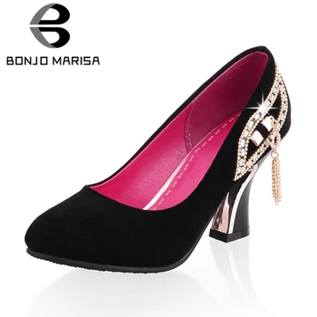 

BONJOMARISA Best Quality Big Size 31-43 High Heels Crystals Spring Woman Pumps Elegant Date Party Women's Shoes Woman Footwear