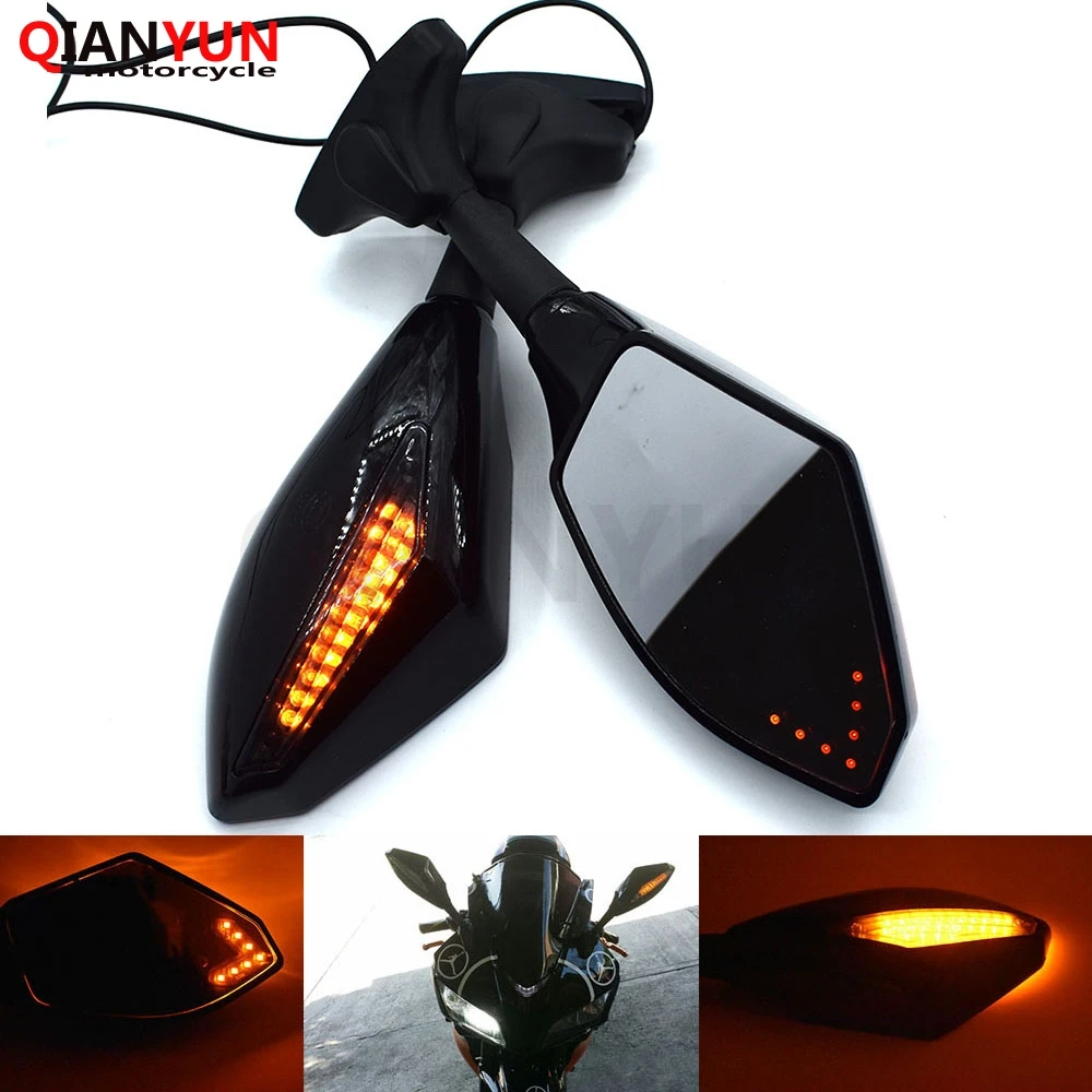 

Black Motorcycle Rearview Mirrors Turn Signals LED Lights Smoke Lens FOR Suzuki GSR600 GSR750 GSX650F GSXR1000 GSXR600 GSXR750