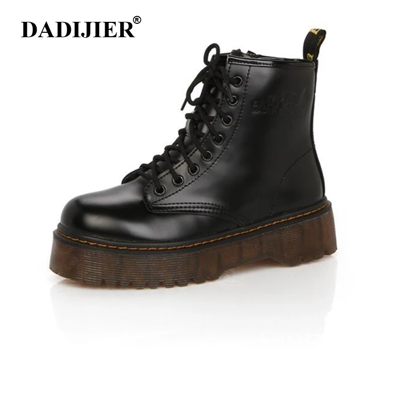 

Fashion Women Boots Spring Autumn Motorcycle Ankle Platform Boots Ladies Boots Black PU Leather Shoes Women Boots ST331