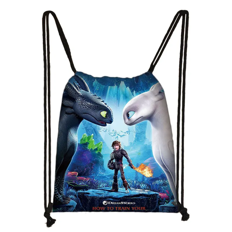 

How to Train Your Dragon 3 Cartoon Drawstring Bag Printing Backpack Daily Casual Boys Girls knapsack Drawstring Bags