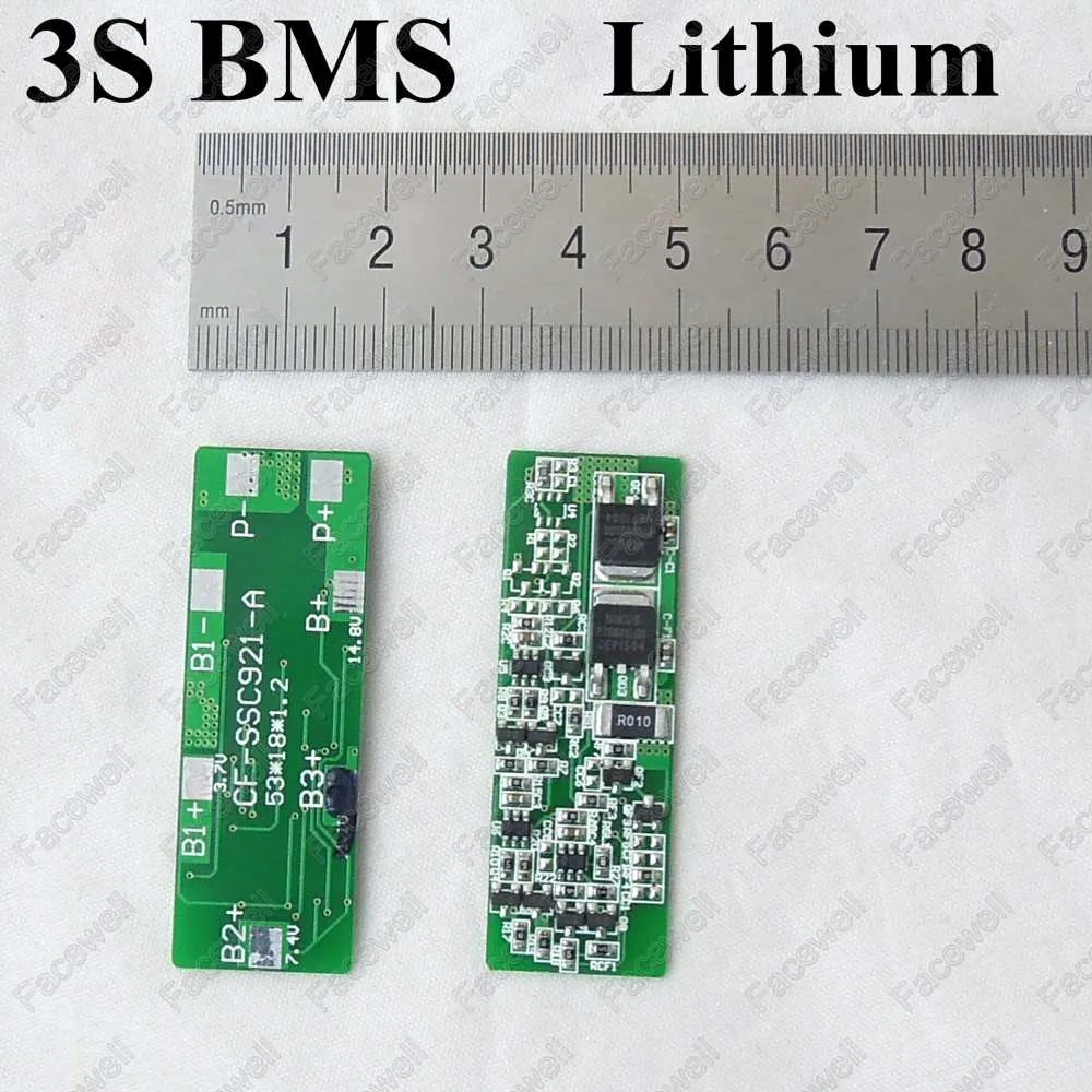 

1 pcs bms 11.1v 12v 12.6v lithium 5A 3s battery protection board 3s 5a 12v polymer battery pcm for electric toy battery pack
