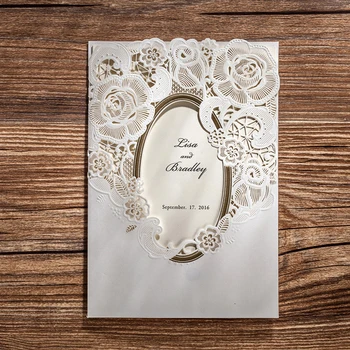 

100pcs Wishmade Laser Cut Wedding Invitations Card Elegant Hollow Floral Bridal Shower Blank Invites Cardstock with Envelope