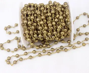 

5 Meter Bronze Beaded Chain,Wire Wrapped Beaded Chain for jewelry making