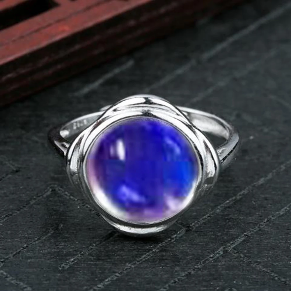 

Female S925 Silver Ring Living Mouth Simple Modeling Round Moonstone 5*5MM Wedding Luxury Jewelry Rings AS13