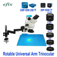Efix 3,5-90X Складная универсальная подставка тринокулярная паяльная стерео HDMI HD камера микроскоп непрерывный зум ремонт телефона