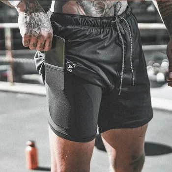 

2019 Summer 2 in 1 Quick Dry Men Sports Running Shorts Active Training Exercise Jogging Shorts Breathable Material