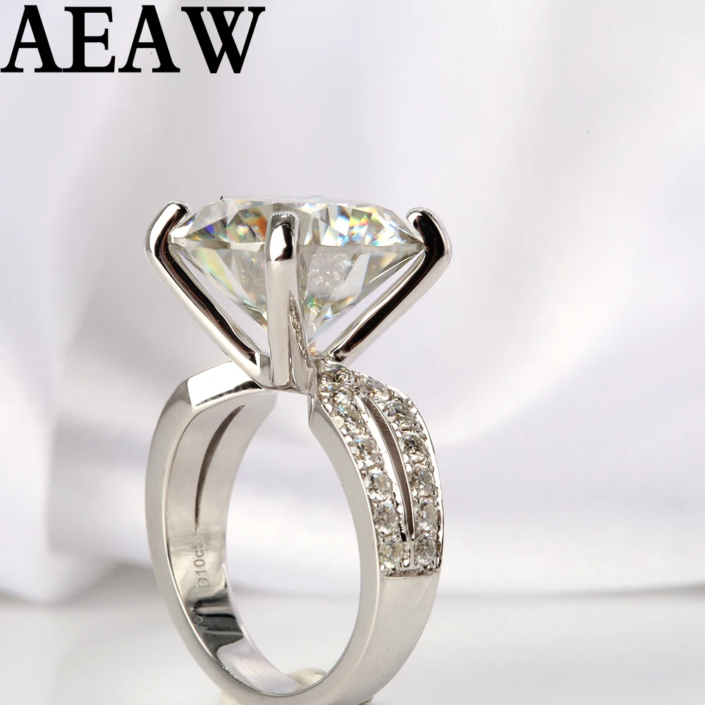 AEAW 14k белое золото 8ct карат 13 мм Диаметр GH цвет Moissanite обручальное кольцо для женщин кольцо с солитером золото