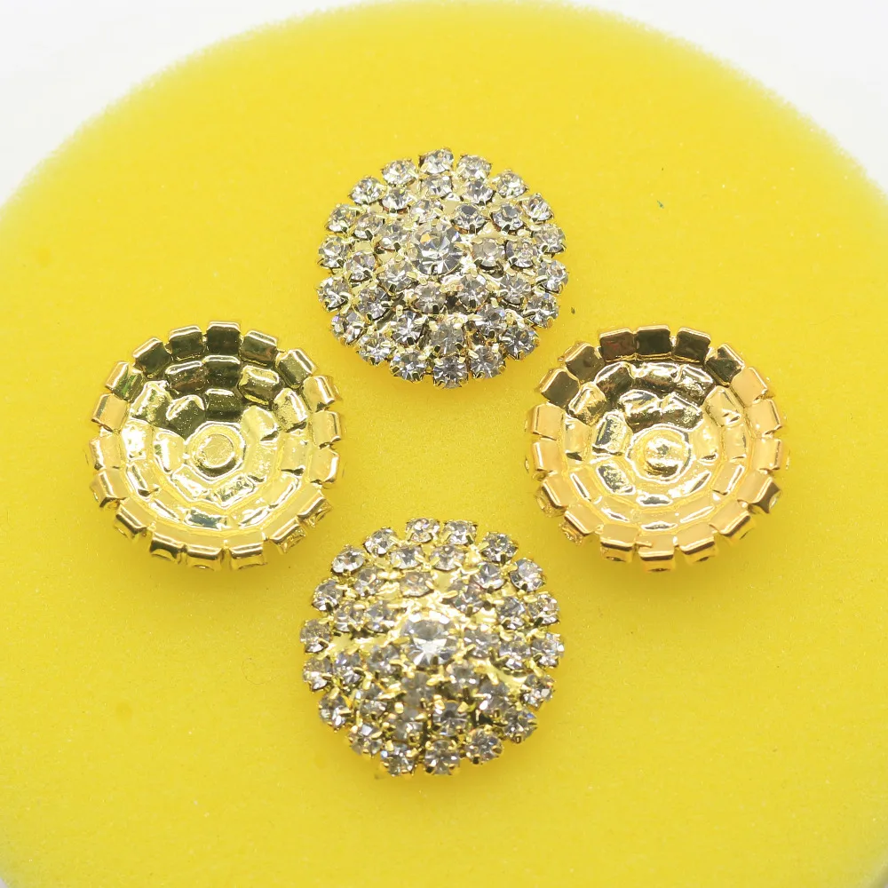 Buy New 10Pc 22MM Round golden plated rhinestone