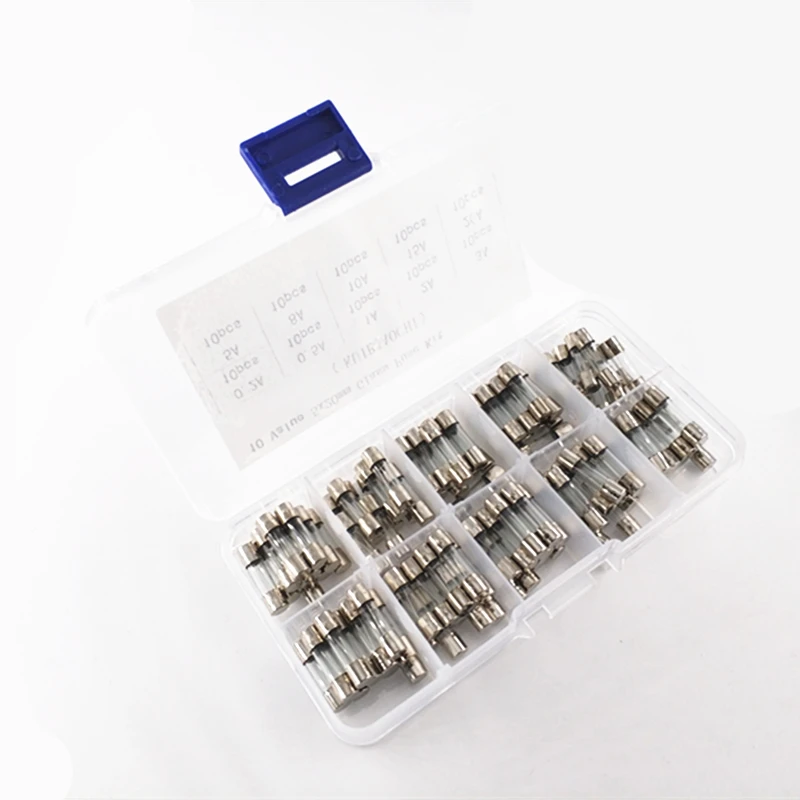

100pcs 5*20mm Electrical Assorted Fuse Amp Fast-blow Glass Fuse Mix Set Assorted With Box 0.2A 0.5A 1A 2A 3A 5A 8A 10A 15A 20A