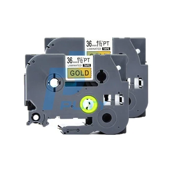 

2PCS PUTY 36mm Black On Gold TZe-861 tz861 TZ-861 label tapes compatible for PT300 350 520 750 P700 D600 P-Touch label printers