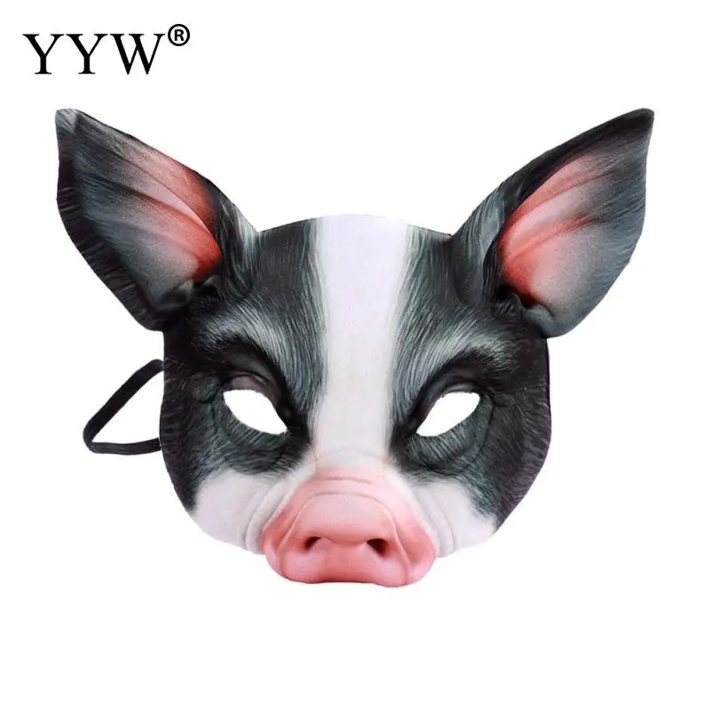 Маски в виде головы свиньи, маски в виде животных, милые маски на Хэллоуин, Вечерние Маски для карнавала, аксессуары унисекс, инструменты Eva, реалистичные маски для глаз - Цвет: black