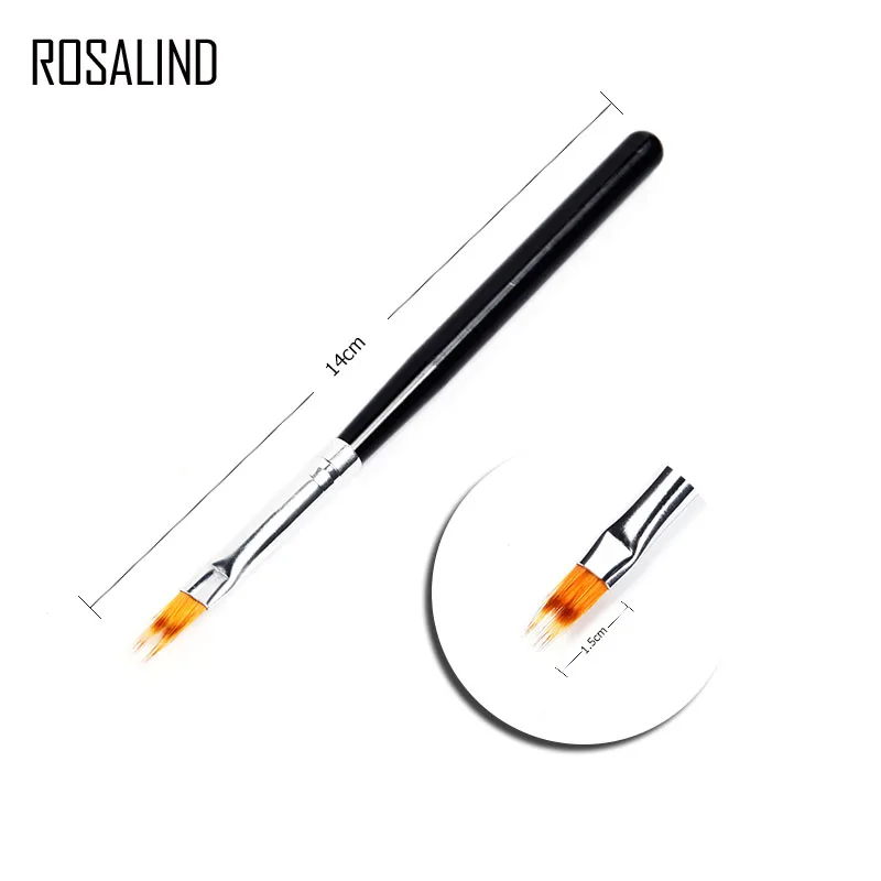 Кисть для ногтей ROSALIND, нейлоновая ручка для волос, УФ-гель для лака, зубчатые Зубчатые ручки для рисования, черного дерева, сделай сам, дизайн, ручка для рисования ногтей