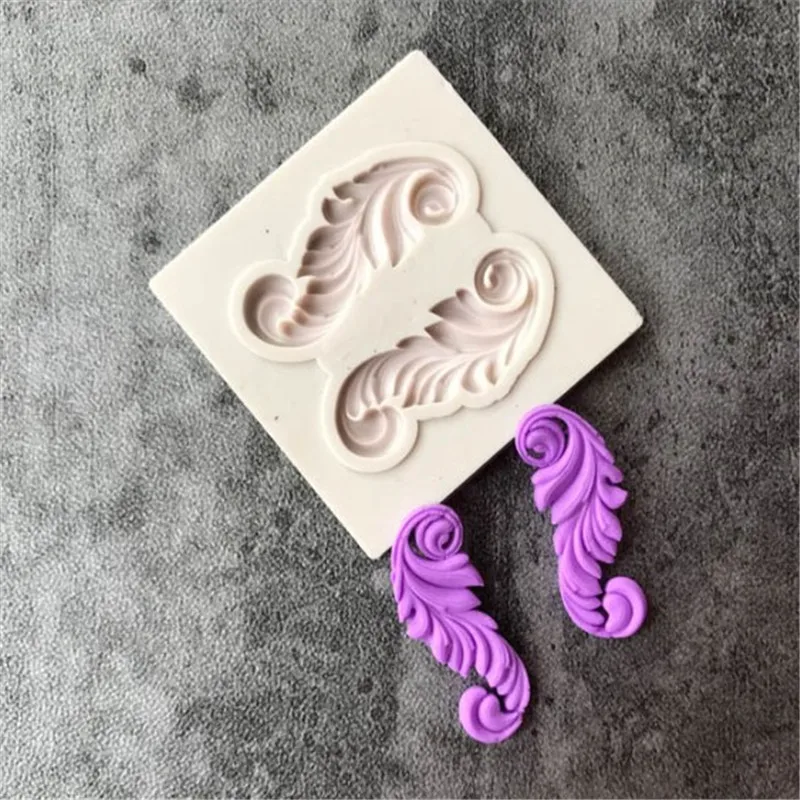

3D DIY European Relief Silicone Mold Fondant Cake Decorating Tools For Baking Lace Feather Silicone Moulds Bakeware D216
