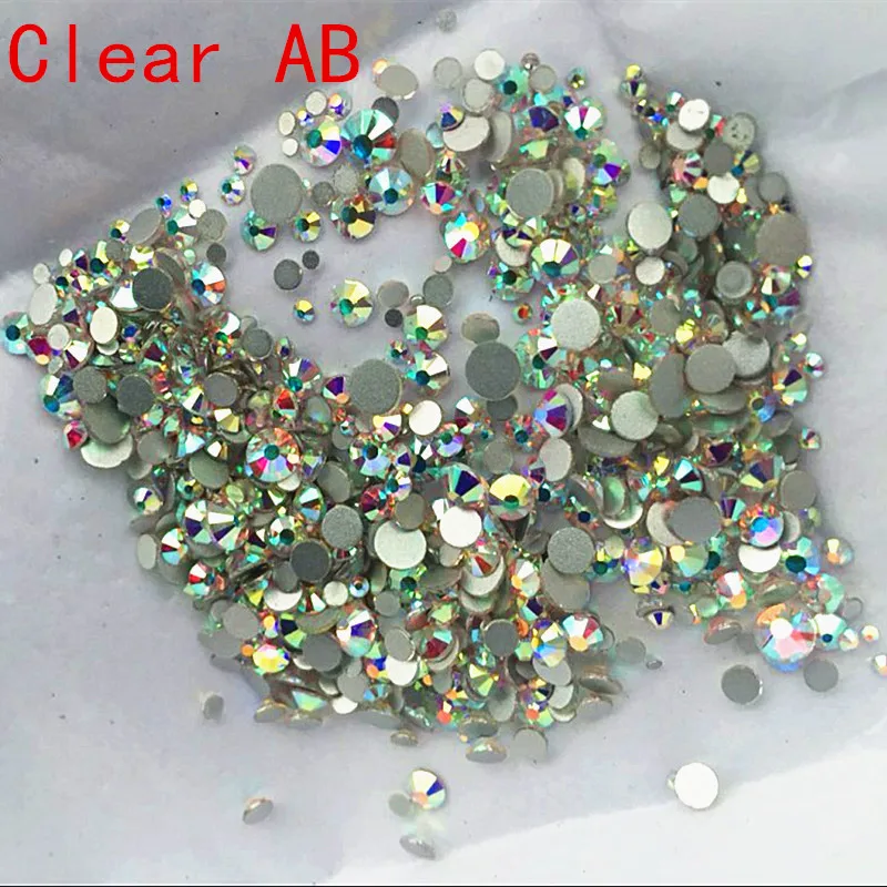 

Super Glitter Rhinestones Crystal AB Mix Size DMC Non Hot Fix FlatBack Strass Sewing Fabric Garment Rhinestone Nail Art Stone