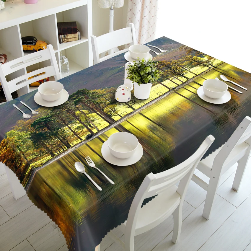 

Green tree reflection in the water 3d Tablecloth Stereo Tablecloth Tapestry