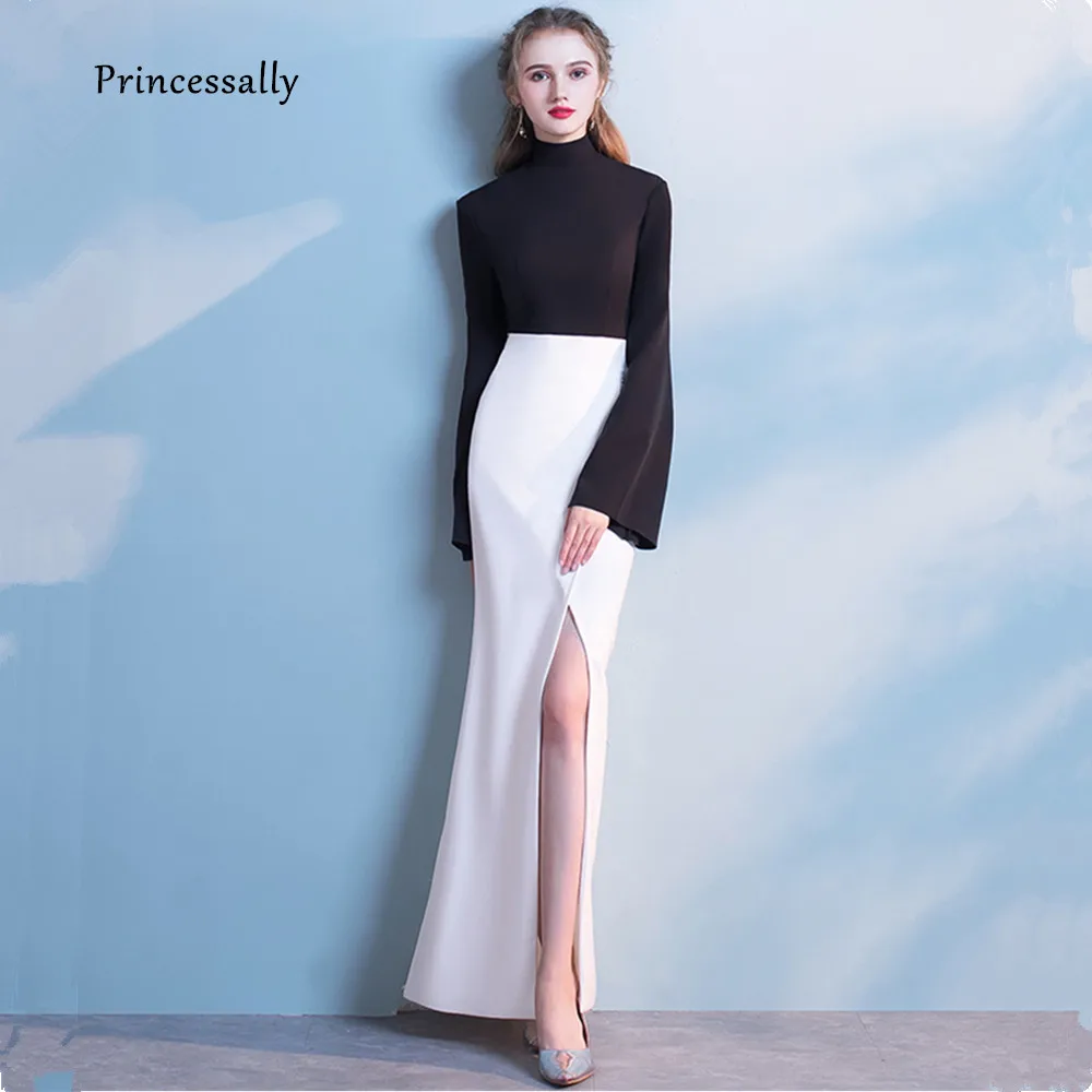 Женское вечернее платье с длинным рукавом и разрезом|prom gown|white evening dressevening dress |