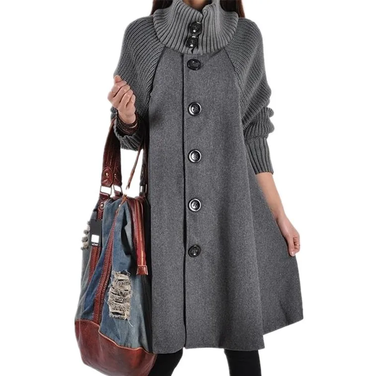 plus size black wool coat