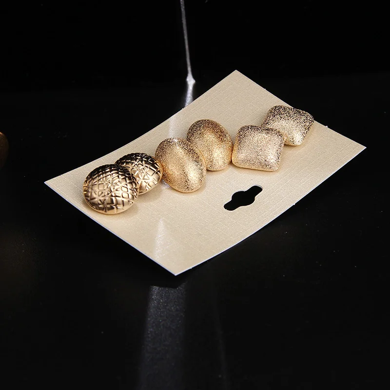 

Wholesale 3 PAIRS/SET Gold-Color Ball Stud Earrings Set For Women Vintage Punk Rock Style Ball Earring Brincos Costume Jewelry