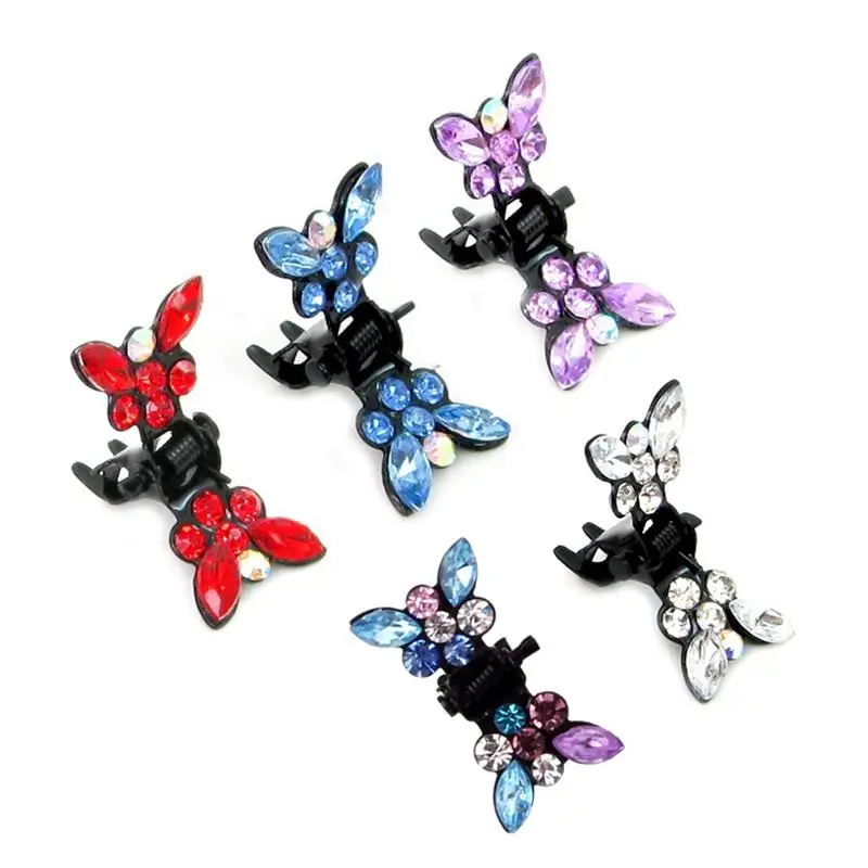 20 Pcs Hair Claw Clips Crystal Rhinestone Mini Butterfly Knot Hair