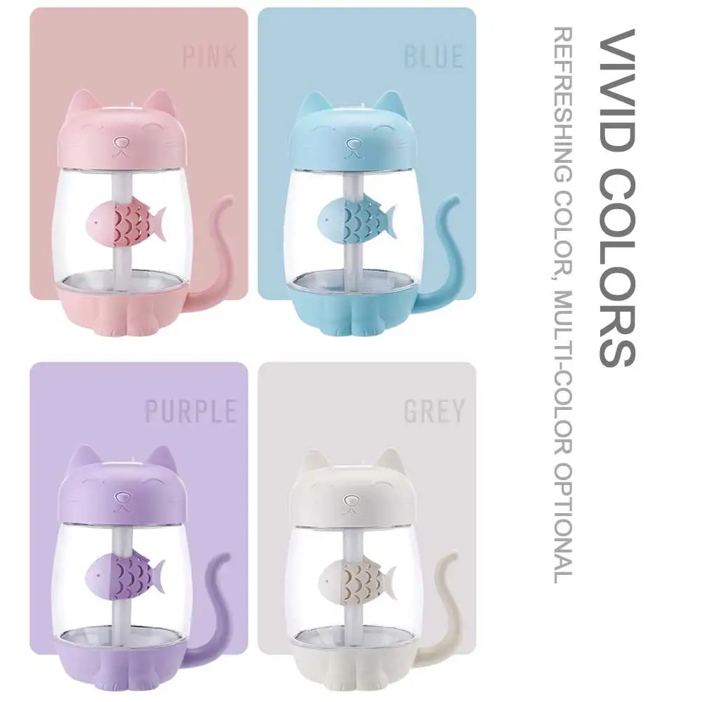 Online 3 in 1 Tragbare 350ML USB Katze Luftbefeuchter Ultraschall Nebel Maker Mini Diffusor Lampe Luftbefeuchter Fogger mit Mini USB Fan Licht