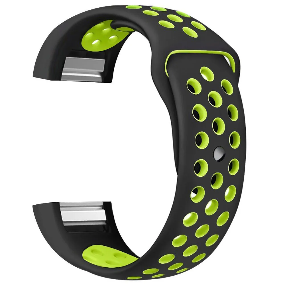 Сменный Двухцветный силиконовый браслет на запястье для браслета Fitbit CHARGE 2 ремешок для часов для Fitbit CHARGE 2 - Цвет: black green