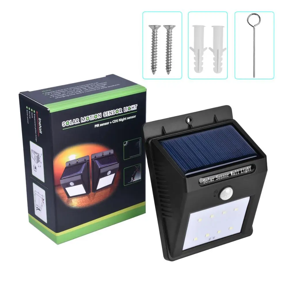 Новый ABS 8LED стены открытый солнечный свет двор лампы инфракрасный человеческого
