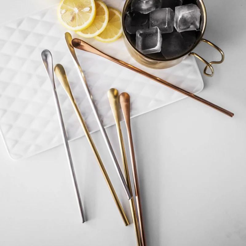 

Daily Household Glass Matching Sticks Coffee Spoon 304 Stainless Steel For Japanese Round Rod