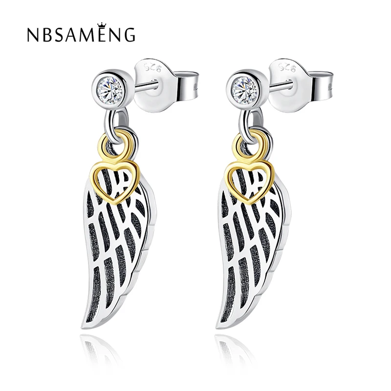 

Real 925 Sterling Silver Love Guidance Stiletto With Clear Cubic Zirconia Original Pan Earrings For Women Wedding DIY Jewelry