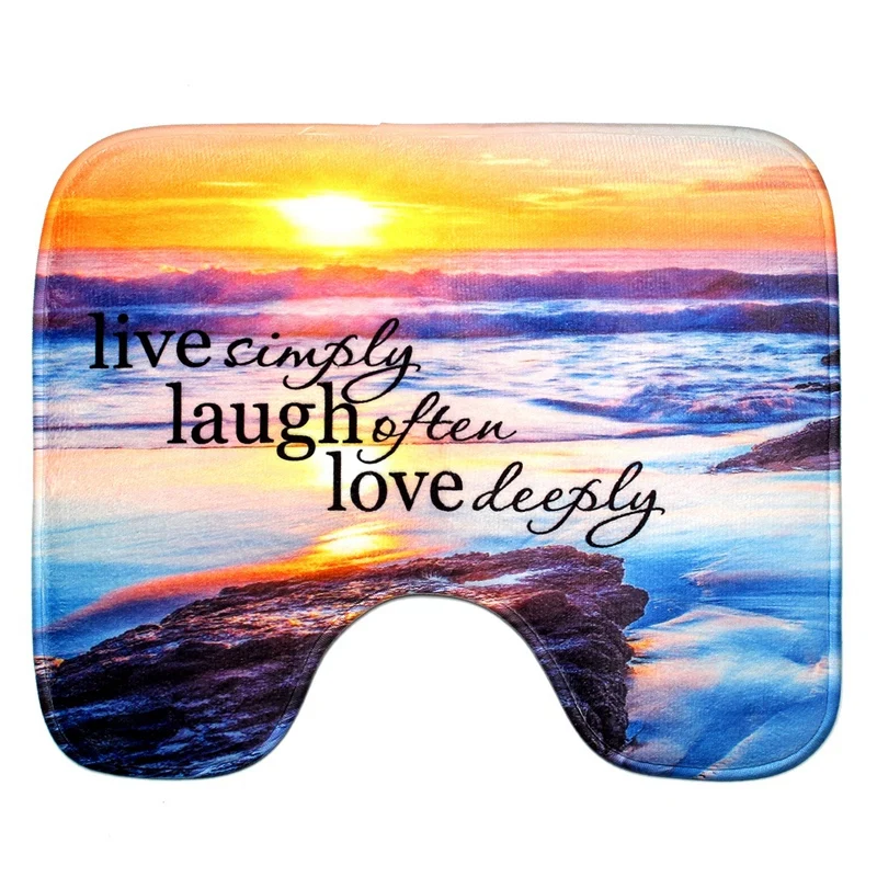 

3Pcs/Set Print Non Slip Toilet Bathroom Pad Floor Mat Rug Carpet Absorbent Pedestal Rug Lid Toilet Cover Bath Mat