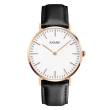 2016 New SKMEI Fashion Casual Leather Wristwatches Luxury Brand Men’s 30M Waterproof Quartz Simple Watch