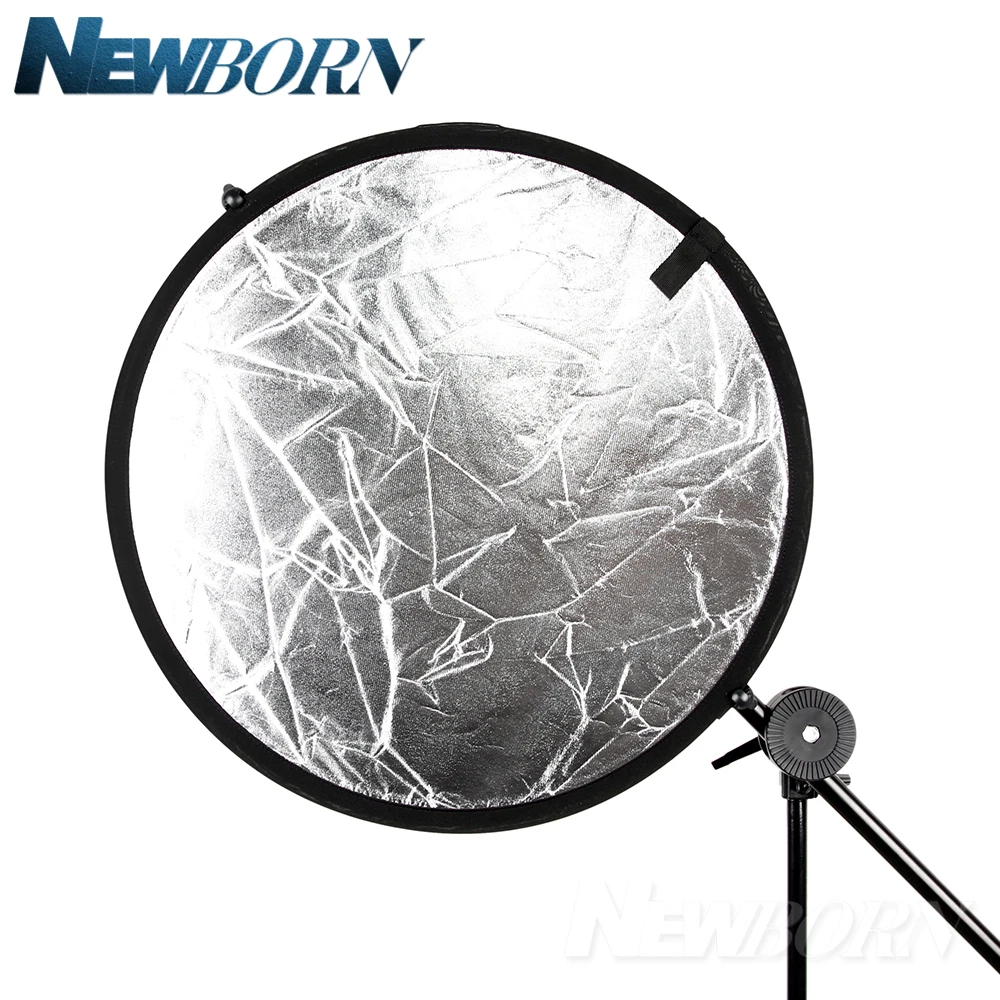 2 in 1 55-60cm Light Mulit Reflector Portable Collapsible Disc Photography Reflector for Portrait Photography Silver//White