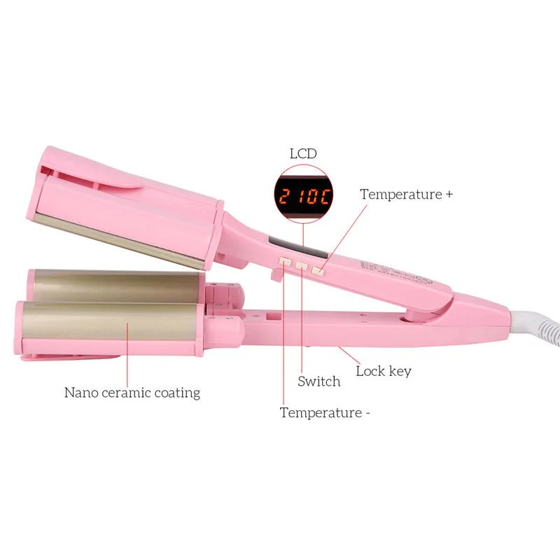 Профессиональные электрические бигуди для волос 32 мм турмалин керамический контроль температуры баррель глубокий Вэйвер щипцы для завивки укладки инструмент 49