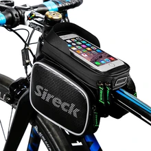 Sireck Bike Bag Black Nylon Waterproof Bicycle Bag Saddle Bags Touchscreen Phone Case Cycling Frame Tube