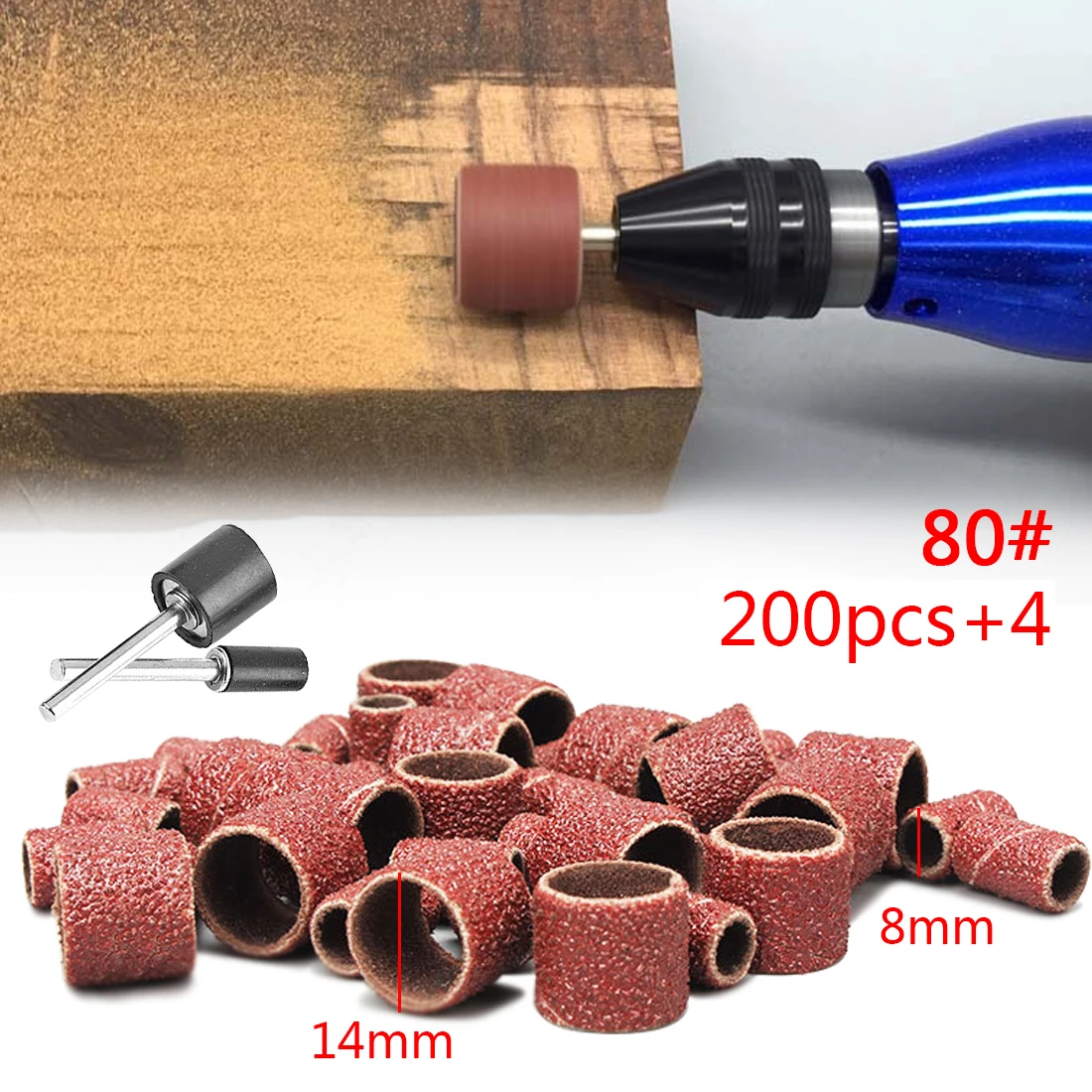 1/2 3/8 inch 80Grit Sandpaper Circle Kit Drum Sanding Polishing Nails