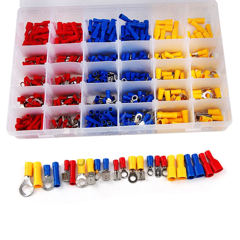 

480Pcs/Set Wire Crimp Spade Terminals Assortment Kit Insulated Electrical Mixed Assorted Lug Kit Wire Terminal Crimp Connectors