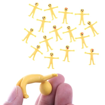 

5 Pieces/lot TPR Soft Plastic Expression Creative Small Yellow Man Can Pull The Little Doll Capsule Toys 4.8 cm x 4.5 cm
