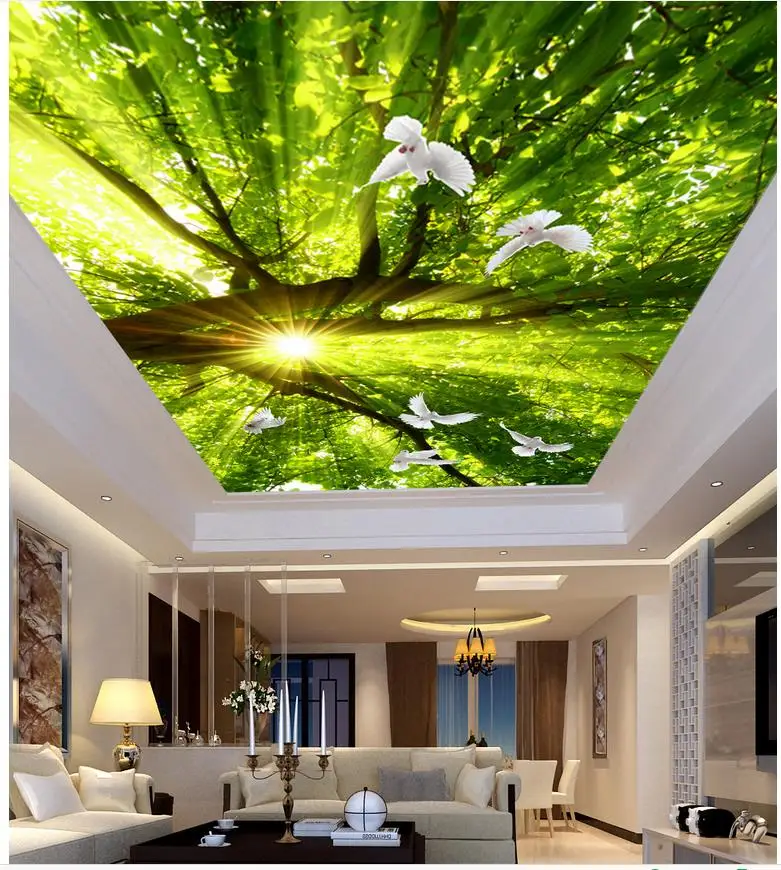 Trees ceiling living room bedroom ceiling frescoes Landscape wallpaper murals ceilings 3d wallpaper nature