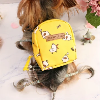 

Cute Dog Backpack Harness With Leash Set Pink Little Small Animal Pet Cat School Bag With Lead Carrier Pitbull Yorkov Product