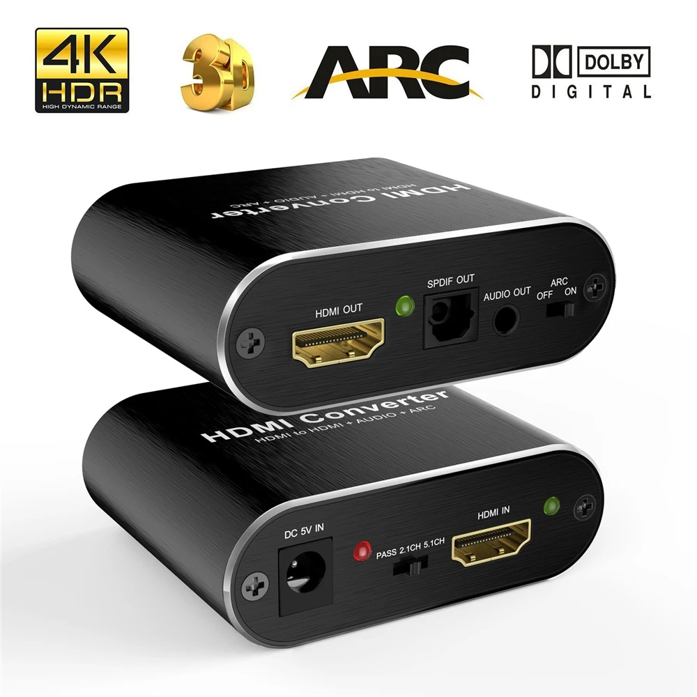 4K 60Hz HDMI аудио экстрактор 5,1 ARC HDMI аудио экстрактор сплиттер HDMI к аудио экстрактор оптический TOSLINK SPDIF+ 3,5 мм стерео