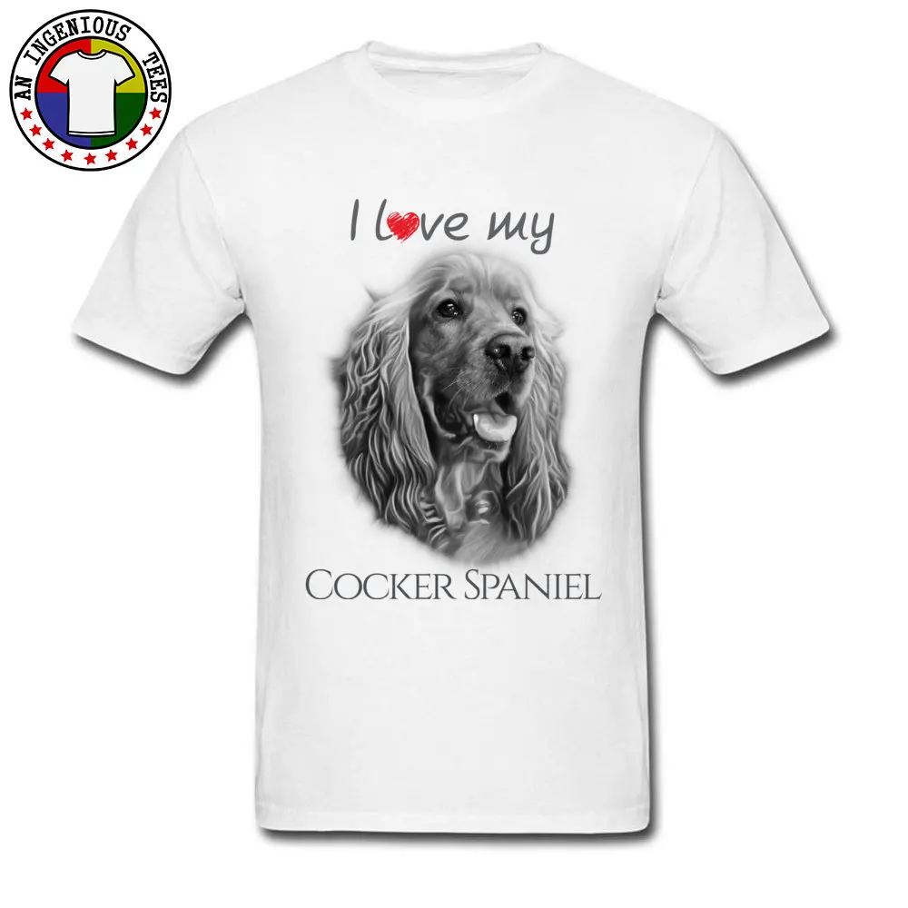 Hot Sale Men T-shirts I Love My Cocker Spaniel Cute Dog Graphic Tshirt Mens Tops Tees 100% Cotton Fabric Crew Neck Tracksuit