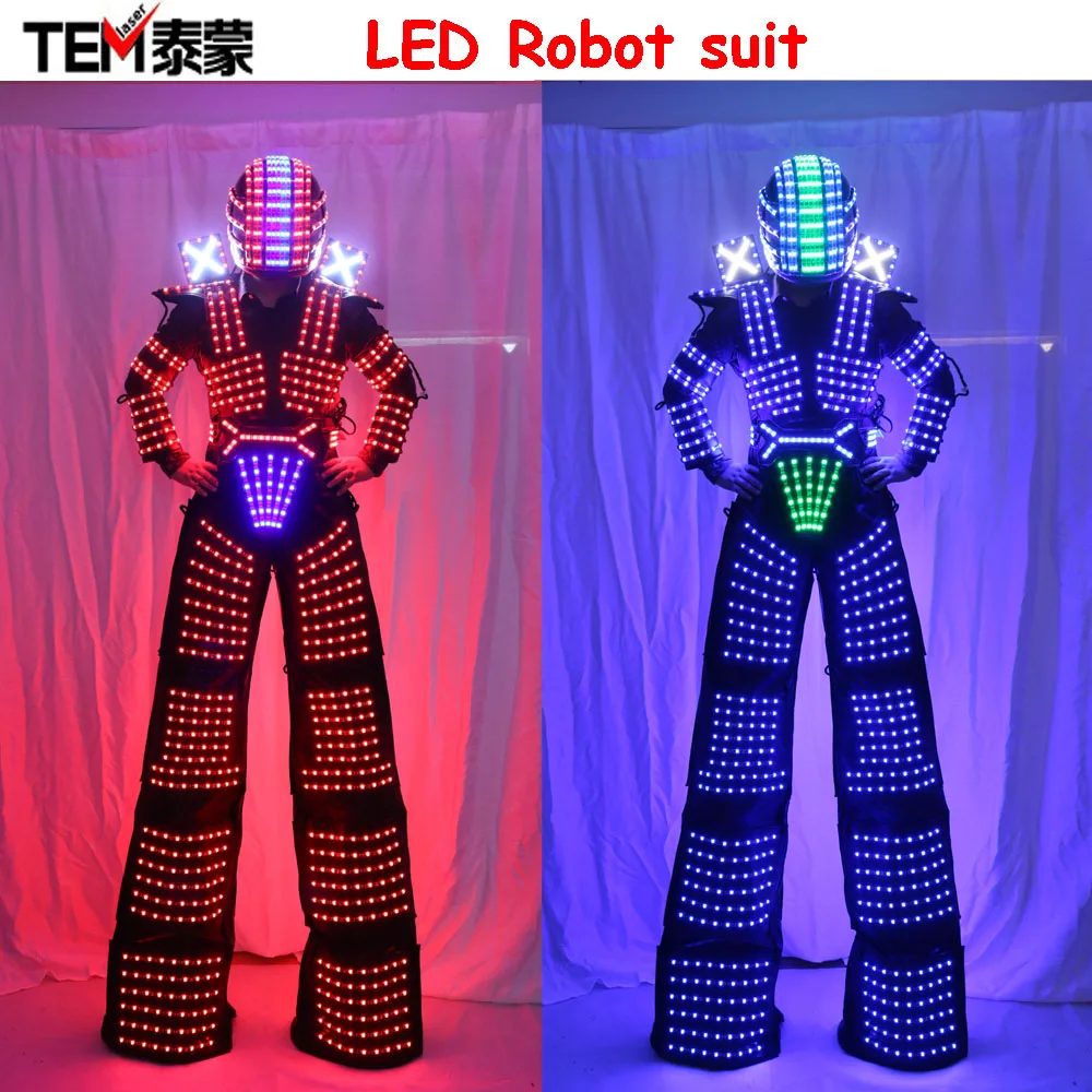LED Robot Costume David Guetta LED Robot Suit illuminated Kryoman Robot Stilts Clothes Luminous