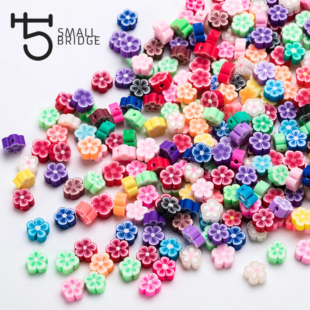 9mm Mix Col Flower Polymer Clay Beads Girl Diy Accessories for